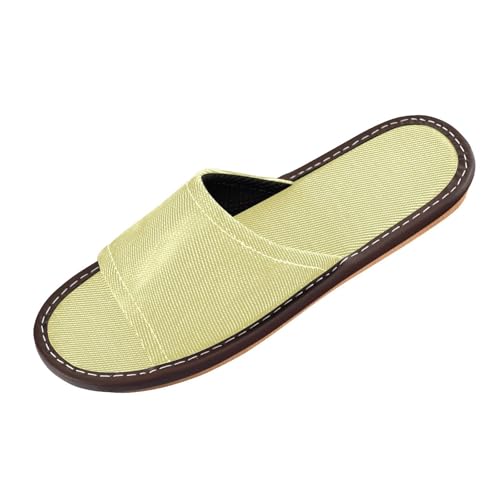 Spa Sandal Indoor Outdoor Breathable Soft Open Toe Home Shoes for Travel Airplane Hotel Khaki Yellow