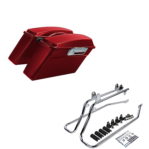 SLMOTO Hard Saddlebags Bag w/Conversion Brackets Fit For Harley Softail Heritage Deluxe Fatboy Models 1984-2016