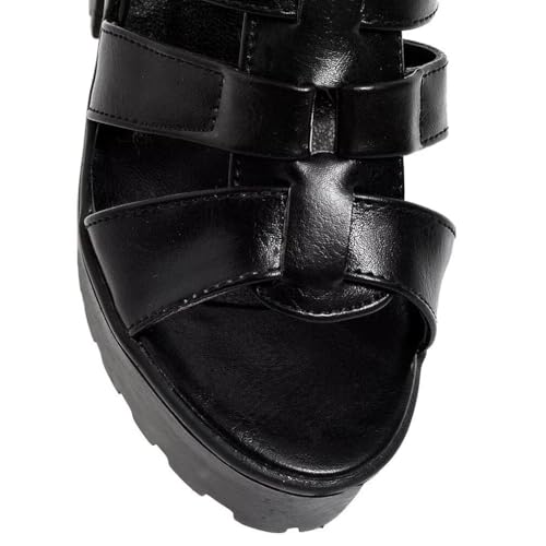 Agodor Women's Strappy Chunky Heeled Roman Gladiator Sandals High Heels Gothic Platform Open Toe Caged Shoes2