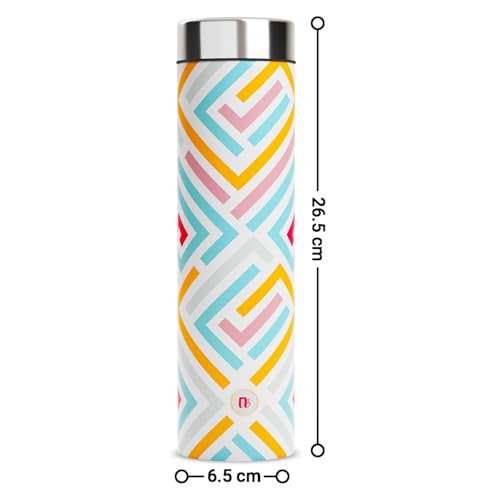 Image of EB-Everything Beautiful 750ml Stainless Steel Cute Water Bottle for School Kids Office Gym Travel Stylish Lightweight Leakproof bottle for Boys Girls Men Women (Modern Art)