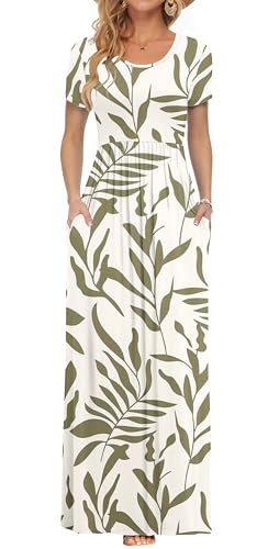 Image of AUSELILY Women's Classic Short Sleeve Loose Plain Casual Long Maxi Dresses for Women 2026