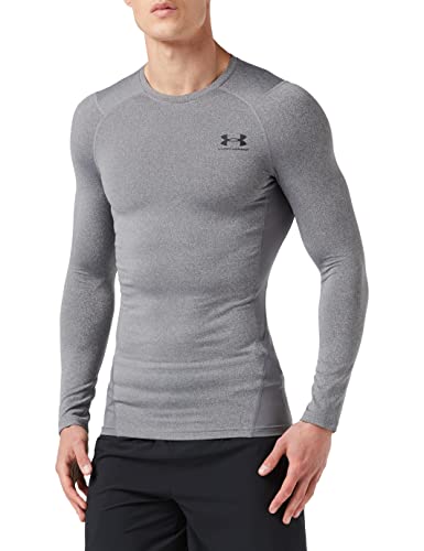 Under Armour Men's ColdGear Armour Fitted Crew, Charcoal Light Heather (020)/Black, Large
