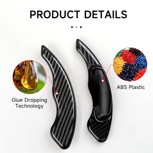 Image of 2PCS Steering Wheel Paddle Shifter Extensions Trim Carbon Fiber Decal Shift Paddle Blade Sticker Compatible with BMW 2 3 4 X1 X2 X3 X4 X5 X6 Accessories - 5 6 Series NOT FIT (Black)