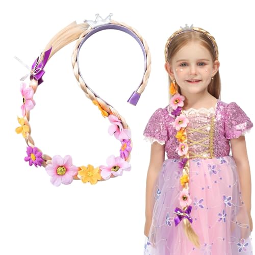 ROKZELT Deguisement Coiffure Princesse, Bébé Fille Raiponce Coiffure, Carnaval Fille, Déguisement Anniversaire Fête Halloween Partie Carnaval Cosplay