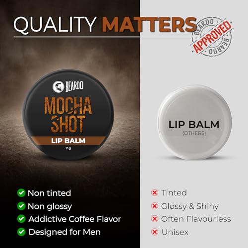 Image of BEARDO Mocha Shot Lip Balm | Non Tinted Lip Balm For Men | For Soft Kissable Lips | Lip Care For Dry, Chapped & Cracked Lips | 7G, Brown