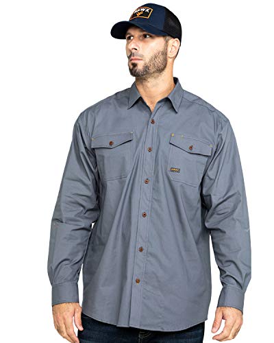 ARIAT Men's Steel Rebar Made Tough Durastretch Long Sleeve Work Shirt Steel Large
