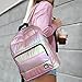 GBLQ PLUS Backpack Purse for Women, Holographic Quilted Puffer, Metallic Backpack for Work Travel, Iridescent Bookbag(Pale Pink)
