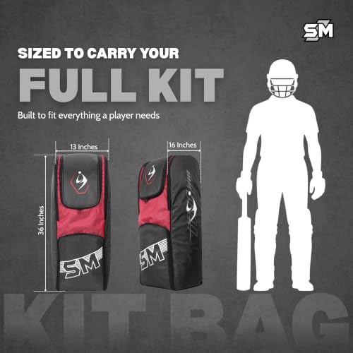 Image of SM Zenith Duffle Cricket Kit Bag | Cricket Bag | International Test Ergonomic Model | Shielded Dual Bat Casing | Extra Side Compartments | Tailor-Made Ripstop Fabric | Premium Cricket Bag