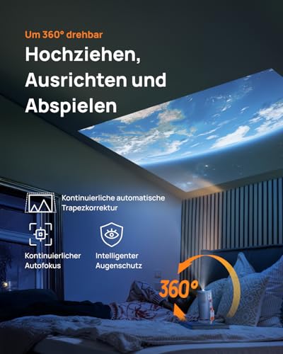 XGIMI MoGo 4 Laser Handy Beamer mit Akku, 550 ISO-Lumen, Outdoor Mini Projektor mit 360° Ständer, 2,5 Std Wiedergabe, Google TV & Netflix, Harman Kardon Sound, inkl. 4 Filter – Bild 4