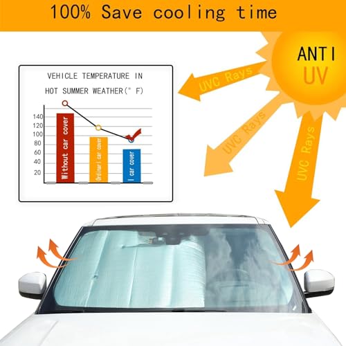 Windshield Sun Shade Compatible with Land Rover Range Rover Sport 2014-2022， Front Window Sun Shade UV Rays Sun Visor Protector Keep Your Vehicle Cool (Silver) - Image 3