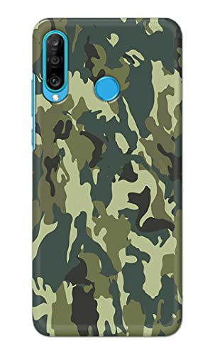 Image of Printed Hard Back Cover Case for Huawei P30 Lite | Huawei Nova 4e Back Cover (Green Army Camouflage) -1803