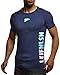 Leif Nelson Gym Herren Fitness T-Shirt Slim Fit Moderner Männer Bodybuilder Trainingsshirt Kurzarm Top Herren Sport T-Shirt - Bekleidung für Bodybuilding Training LN06279 D.Blau-Türkis Large