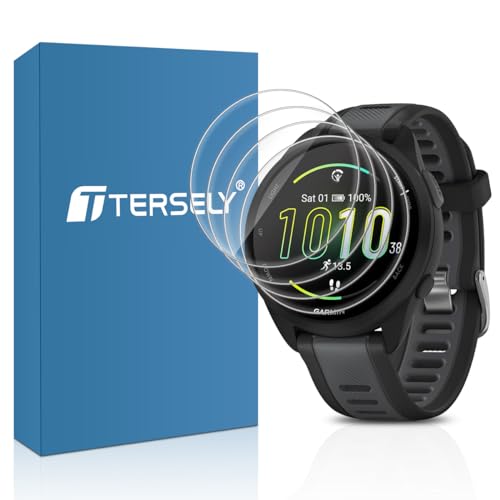 T Tersely (4 Pack) 9H Hardness Tempered Glass Screen Protector for Garmin Forerunner 165/165 Music, Screen Protector Film Guard for Garmin Forerunner 165/165 Music