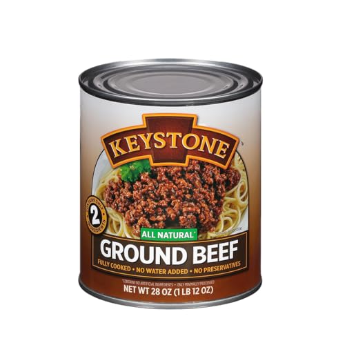 Keystone All Natural Ground Beef 28 Ounce Long Term Emergency Survival Food Canned Meat | Fully Cooked Ready to Eat | Gluten Free Family Pack of 1