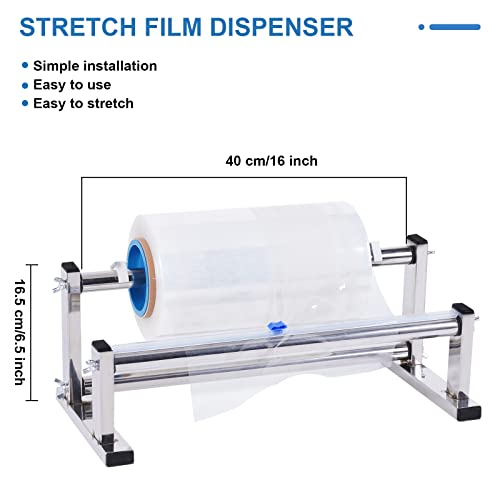 Stretch Film Wrapping Machine, 13.78" Stainless Steel Table Stretch Film Dispenser Packing Machine Manual Pallet Wrapper Tool #TOP3