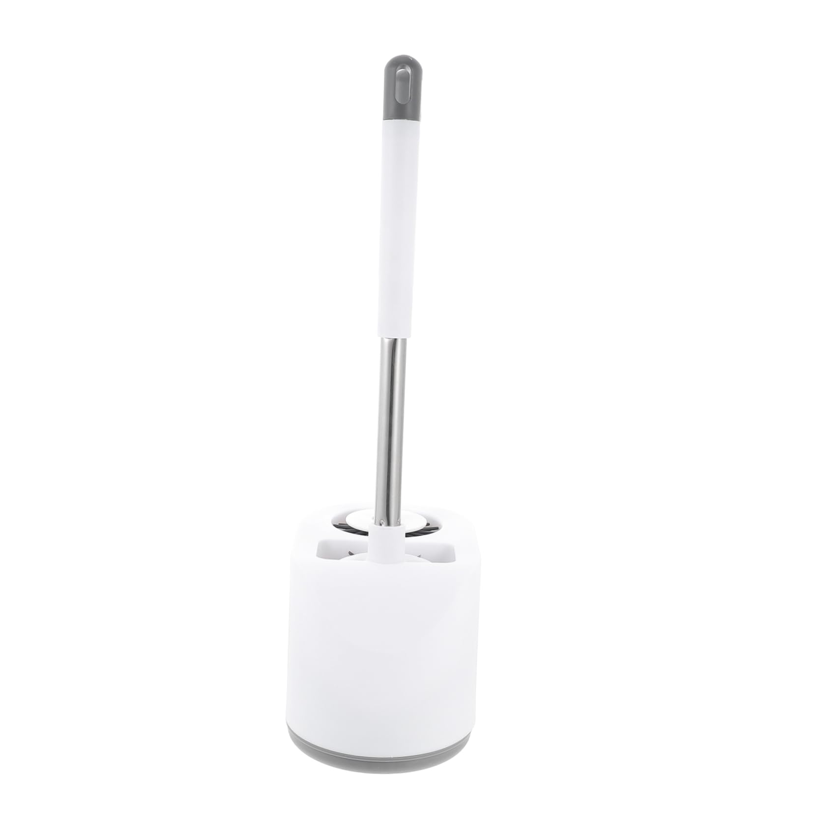 Brosse de toilette blanche avec support Mikinona pour le nettoyage ergonomique de WC de salle de bain