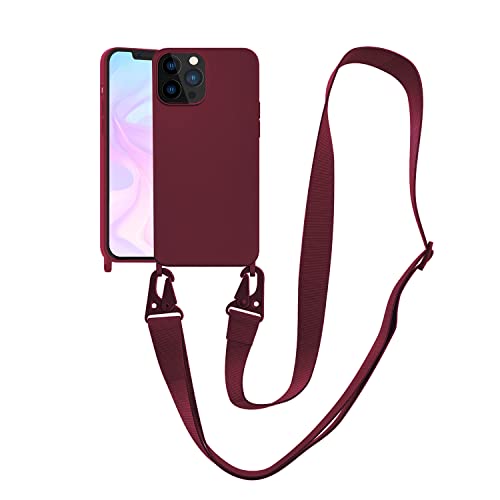 Image of Compatible with iPhone 13 Pro Max Case, Crossbody Phone Case with Strap Neck Lanyard Adjustable, Shockproof Drop Protection Silicone Phone Cover for iPhone 13 Pro Max, 6.7'' Plum