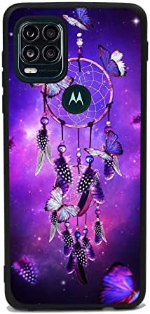 Compatible with Moto G Stylus 5G Dreamcatcher Case, Purple Dreamcatcher Butterfly Feather Pattern for Moto Case Girls Women, Soft Silicone Case for Moto