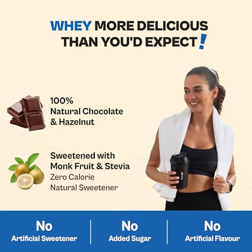 Image of Tata 1mg Ultra Clean Whey Protein Isolate + Concentrate - Hazelnut Chocolate 1kg | 25g protein, 5.6g BCAA & 30B CFU Probiotics-28 Sachets