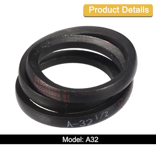 Image of uxcell A32 1 /2 Classic Wrapped V-Belt, 34 inch Outside Circumference Wrapped Industrial Rubber V-Belt A Profile V-Belt for Industrial Machinery Equipment, Black