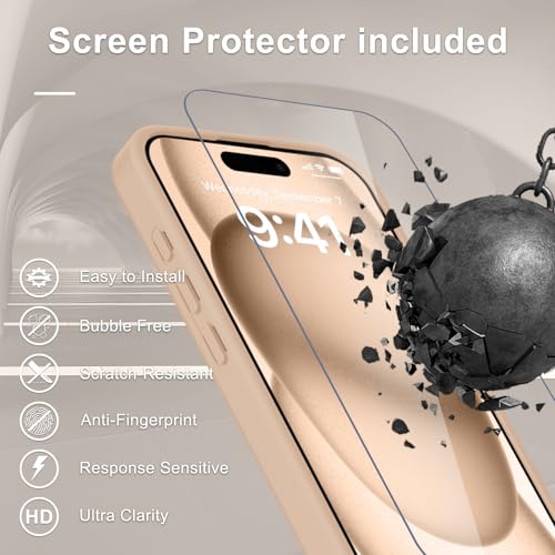 Image of YENAPOON for iPhone 15 Pro Case, Matte Magnetic Phone Cover [with 1 Screen Protector] [Support for MagSafe] [Shockproof Military Grade Protection] Translucent Frosted Back, Coral Pink