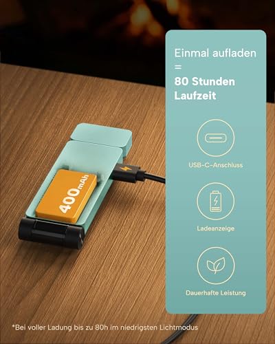 86lux Leselampe Buch Klemme，Wiederaufladbare Buchlampe zum Lesen im Bett – Ansicht 5