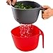 2 Pcs Plastic Mixing Bowls with Colander, 5qt - Nesting Bowls for Kitchen Cooking and Baking Supplies, Red & Gray (Red)