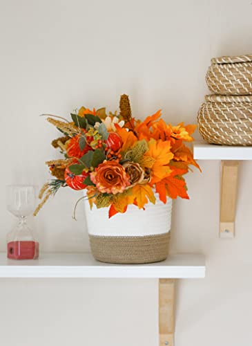 Anna's Whimsy 4 Pack Artificial Flowers With Hanging Basket, Artificial Silk Flower Bouquets With Vase Fall Decors Wall Decor Autumn Decor Table Decor Home Decorations #TOP7