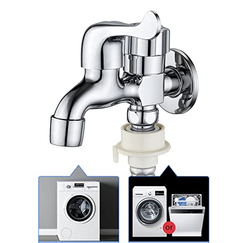 Robinet machine à laver avec adaptateur double sortie laiton - 5