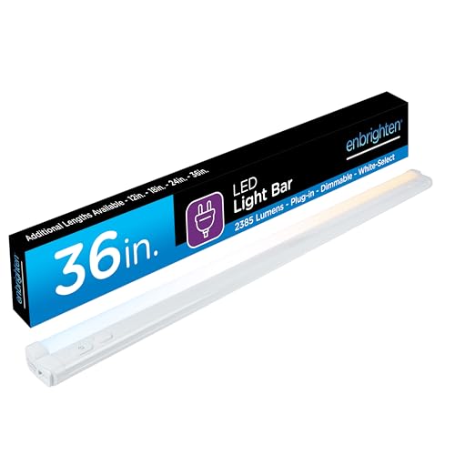 Enbrighten 36 inch Plug-in Under Cabinet Lights, 2386 Lumens, Five White Settings from...
