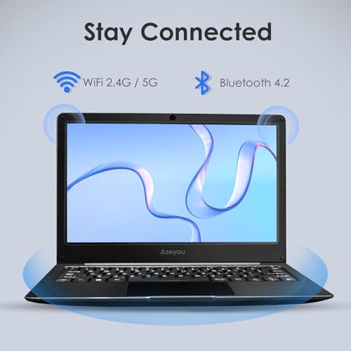 Image of Azeyou Laptop, Mini Laptop 11.6'' HD Display, Student Laptop with 4GB RAM & 128GB eMMC, 4000mAh, BT4.2, N4020C Dual Core - UP to 2.8GHZ, OS 11 Pro, Dual-Band WiFi, Black