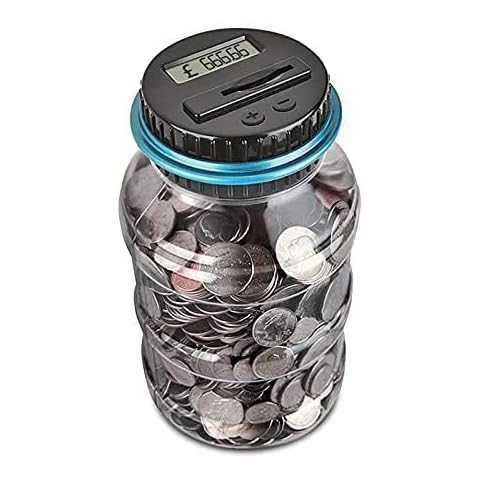 Hangrow Digital Piggy Bank Counter Automatic Euro Coin Counting Saving Box Counting Jar for Kids and Adults with LCD Display and 1.8L Large Capacity Cover