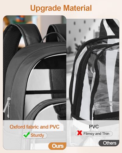 Kimnerpu Clear Backpack, Heavy Duty Transparent Bookbag For School thumb #2