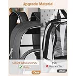Clear Backpack, Heavy Duty Transparent Bookbag for School, Fabric & PVC Transparent Backpack with Reinforced Strap for Women Men, Capacity Clear Bag for College, Travel, Security, Black - Image 3