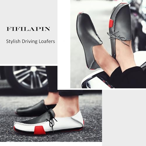 Men's Leather Lace-Up Flat Penny Loafers Classic Round Toe Soft Sole Non-Slip Slip-On Driving Shoes Outdoor Walking Office Moccasin Boat Shoes4