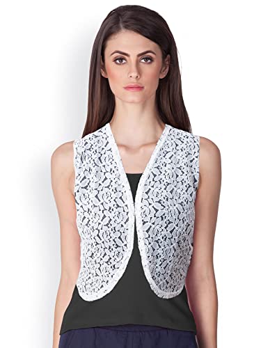 Image of Women Sleeveless Short Length Style Cotton Blend Shrug for Women