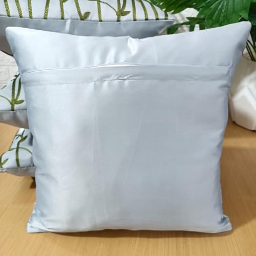 Image of LOFEY Satin Cushion Covers Set of 5 | 16 inch x 16 inch (40x40 cm) MultiFloral Decorative Sofa & Bed Pillow Covers for Living Room & Bedroom Decor (Without Filler) (Silver)