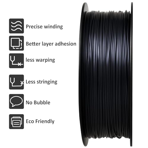 Image of GIANTARM Silk Black PLA Filament 1.75mm, Dimensional Accuracy + /-0.03mm, PLA Filament for 3D Printer, 1kg Spool
