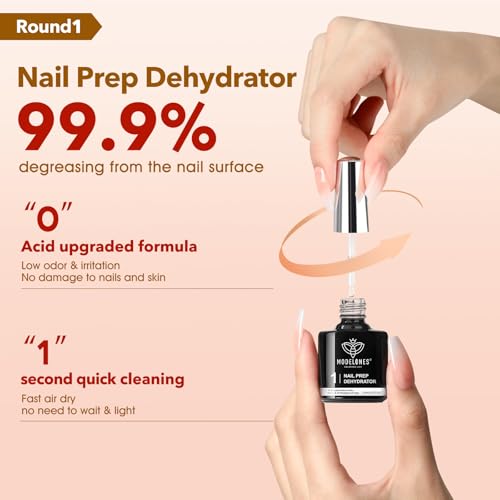 Image of modelones 9 in One X Gel Nail Glue Prep Dehydrator for Nail Tips, Acrylic & False Press On Nails, Blooming Gel Adhesive Bond Base Coat Long Lasting Need U V DIY Home Salon Manicure Gift For Women