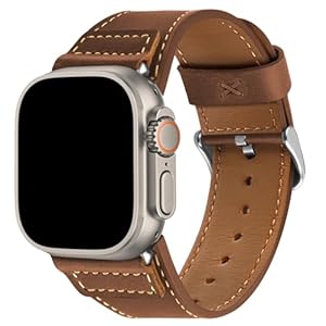 Wristitani Echtes Leder Vintage Armband Kompatibel mit Apple Watch Lederarmband 44mm 45mm 46mm 42mm 49mm 41mm 40mm 38mm, Ersatzbänder Damen Herren für iWatch Ultra 2/3 Serie 11 10 9 8 7 SE 6 5 4 3 2