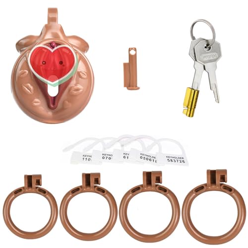 貞操帯 男の娘用 貞操体 貞操ロック 可愛セクシー 4つの陰茎リング 切り替え SM 排泄可能 アダルトグッズ 男性用ゲームプレイセックスおもちゃ (肌色) - 画像1