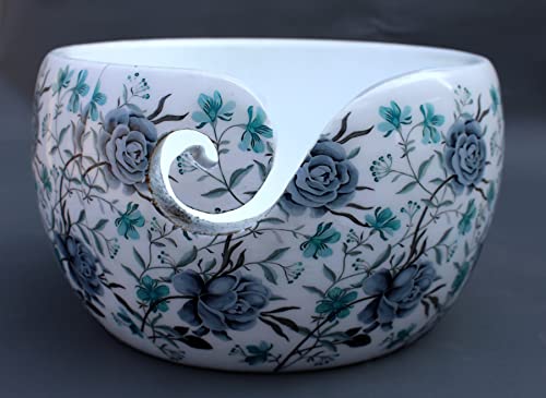 Image of Ceramic Yarn Bowl Holder, 7 x 4 Inches Knitting Yarn Bowls with Holes Crochet Bowl Holder Handmade Yarn Storage Bowl for Knitting Crocheting Accessories. (10)