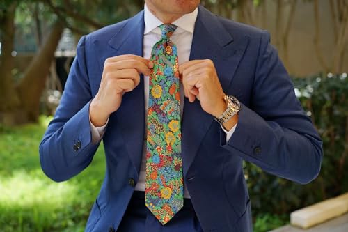 Image of OTAA Floral Necktie Casual Ties for Men - Perfect Neck Tie for Groomsmen Wedding Ties or Formal Occasions