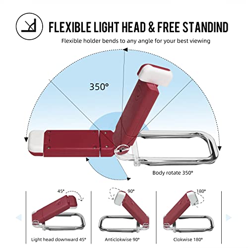 Image of EGWASER Book Light for Reading in Bed, USB Rechargeable Clip on Book Lights, 3 Brightness Adjustable Dimmable Bookmark Light for Eye-Protection, Reading Lamp for Bookworms, Travel (Red)