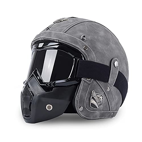 Vintage Cascos Abiertos de Motocicleta,Certificado ECE,Jet Casco Moto Scooter con