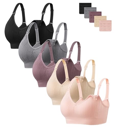 Image of HBselect Nursing Bras for Breastfeeding Maternity Bra Women Seamless Pregnancy Wireless Sleep Bralette with Extra Extenders