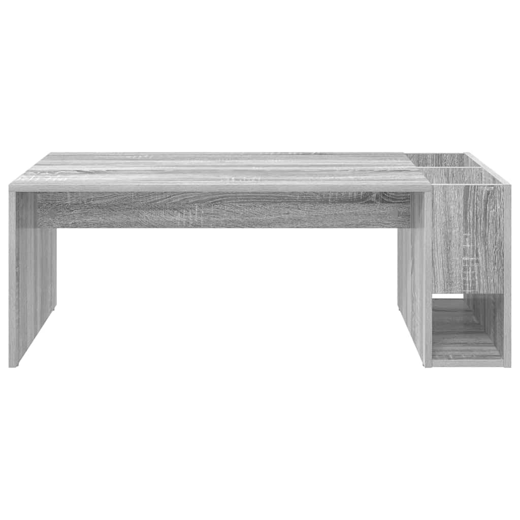 Mesa de centro Sonoma gris de madera 101,5 x 50 x 37 cm con espacio de almacenamiento, rectangular para salón, mesa auxiliar, estante para sofá, salón, oficina, diseño moderno