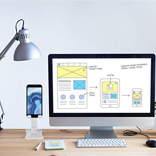 Lurrose Branco Dobrável Suporte Do Telefone Suporte Do Telefone Celular para a Mesa Portátil Ajustáv