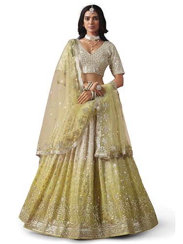 Image of Zeel Clothing Women Georgette Semi stitched Sequins Zari Embroidered Lehenga Choli With Dupatta (7086-Latest, Free size)