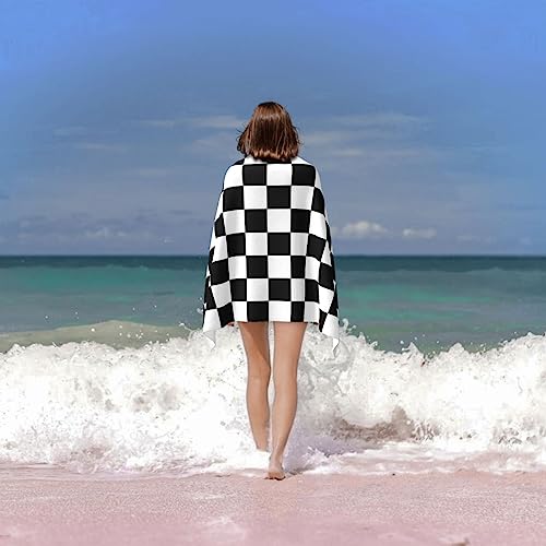 Voohddy Black And White Checkered Beach Towel Large Soft Absorbent Microfiber Quick Dry Oversized Bath Towels For Bathroom Women Men Pool Camping Travel Swimming Picnic Sports thumb #7